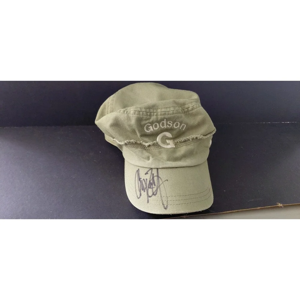 Unknow Autograph handwritten signature olive green distressed cadet Style Cap